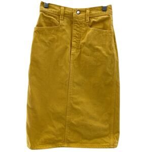 Helium Vintage High Waisted Yellow Denim Jean MIDI Pencil Skirt Size 3